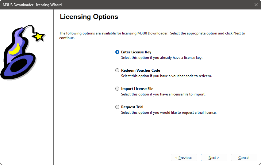 Licensing Wizard - Options Page