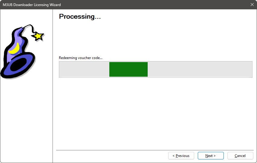 Licensing Wizard - Redeeming Voucher Code Page
