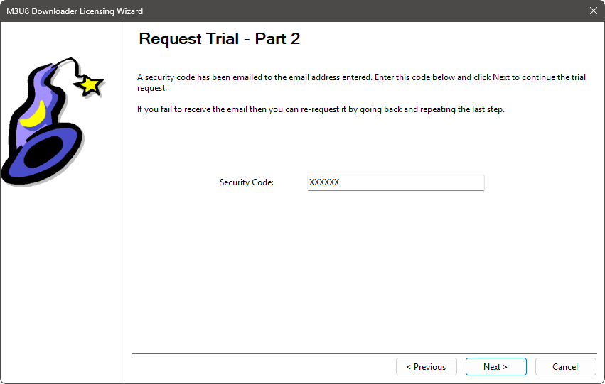 Licensing Wizard - Request Trial (Part 2) Page