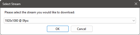 Select Stream window in M3U8 Downloader